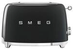 Smeg Toaster 50`s Style, Schwarz, Metall, 31x19.8x19.5 cm, Auftaufunktion,