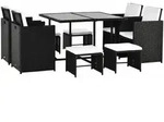 Outsunny Polyrattan, Schwarz, Kunststoff, Gartenm&ouml;bel, Gartenm&ouml;bel-Sets