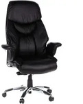 Mid.you Chefsessel, Schwarz, Metall, Leder, Echtleder,Kombination