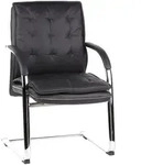 Mid.you Besucherstuhl, Schwarz, Metall, Kombination Echtleder/Lederlook, Rindleder,