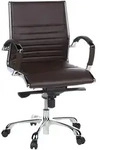 Mid.you Drehstuhl, Chrom, Dunkelbraun, Metall, Kombination Echtleder/Lederlook,