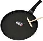 Kopf Crepepfanne, Schwarz, Metall, antihaftbeschichtet, Kochen, Pfannen,
