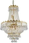 Searchlight Kristall-H&auml;ngeleuchte Versailles, Gold, Metall, Glas, 131 cm, Lampen &