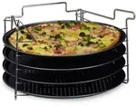 Relaxdays 4Xpizzablech, Anthrazit, Metall, 32x20x32 cm, Backen, Backformen,