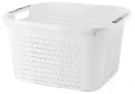 Rotho W&auml;schekorb Country, Wei&szlig;, Kunststoff, 22 L, 33.5x22.2x43.5 cm, Reach, DIN EN
