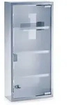 Zeller Present Medizinschrank, Silber, Metall, Glas, 3 F&auml;cher, 27x57x12 cm,