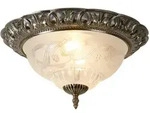Searchlight Deckenleuchte Derby Flush, Messing, Metall, Glas, rund,rund, 17 cm,