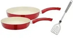 GSW Pfannenset Ceramica Beige, Hellrot, Metall, 3-teilig, 1,2+2,7 L, rund,...
