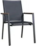 Zebra Stapelsessel Fly, Graphit, Grau, Teak, Holz, Metall, Textil, Teakholz,