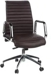 Mid.you Drehstuhl, Silber, Dunkelbraun, Metall, Leder, Echtleder,Kombination