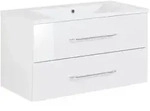 Mid.you Waschtischkombi B.Clever, Wei&szlig;, Metall, 2 Schublade(n) Schubladen, 90 cm,