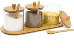 Relaxdays Gew&uuml;rzgl&auml;ser, Mehrfarbig, Holz, Glas, 12x12x31 cm, K&uuml;chenzubeh&ouml;r,