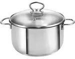 Kopf Fleischtopf, Edelstahl, Metall, Rund, breiter Sch&uuml;ttrand, Kochen, T&ouml;pfe,