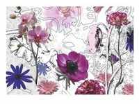 Komar Fototapete Purple, Grau, Lila, Weiß, Beere, Papier, Blume, 368x254 cm, Fsc,
