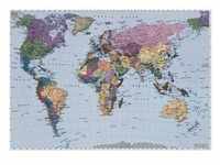 Komar Fototapete World Map, Mehrfarbig, Hellblau, Papier, Weltkarte, 270x188 cm, Fsc,