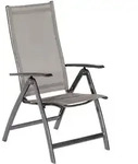 Gardenson Gartenklappsessel, Graphit, Grau, Metall, 58x111x71 cm, klappbar,