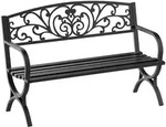 Outsunny Gartenbank,, Schwarz, Metall, 60x85x127 cm, Gartenm&ouml;bel, Gartenb&auml;nke