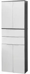 Mid.you Hochschrank Kara, Wei&szlig;, Metall, 2 F&auml;cher, 2 Schublade(n) Schubladen,