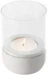 Blomus Windlicht Calma, Grau, Glas, Stein, 14 cm, Glaseinsatz, Dekoration,