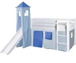 Livetastic Spielbett Ticaa 808868 Kasper, Wei&szlig;, Hellblau, Dunkelblau, Holz, Kiefer,