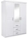Mid.you Kleiderschrank, Wei&szlig;, Holz, Kiefer, massiv, 4 F&auml;cher, 3 Schublade(n)