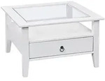 Mid.you Couchtisch, Wei&szlig;, Holz, Glas, Kiefer, massiv, 1 Schublade(n) Schubladen,