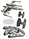 Disney Dekosticker Star Wars, Grau, Klar, Schwarz, Kunststoff, 5-teilig, 100x70 cm,