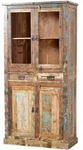 Mid.you Vitrine, Mehrfarbig, Holz, Altholz, massiv, 2 F&auml;cher, 2 Schublade(n)