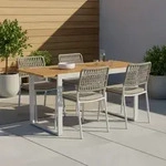 Gardenson Gartentisch, Silber, Akazie, Holz, Metall, Akazie, Hartholz, rechteckig,