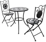 vidaXL Bistro-Set, Schwarz, Metall, 3, rund, Loungem&ouml;bel, Gartenlounge-Sets