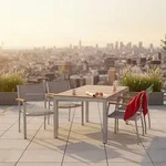 Gardenson Gartentischgruppe Naxos, Grau, Silber, Akazie, Holz, Metall, Textil,