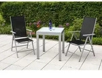 Gardenson Gartenset, Schwarz, Silber, Metall, Textil, 3-teilig, Stuhl klappbar,