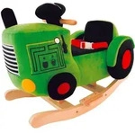 Schaukeltier Traktor, Gr&uuml;n, Schwarz, Holz, Textil, 32.5x47x59 cm, Fu&szlig;st&uuml;tzen,