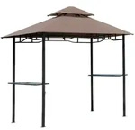Outsunny Grillpavillon, Dunkelbraun, Schwarz, Metall, Kunststoff, 148x252x245 cm,