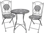 Gardenson Balkonset, Dunkelgrau, Metall, 3-teilig, X-Form, 70 cm, Stuhl klappbar,