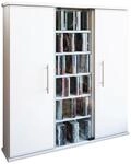 Mid.you Cd-Regal, Wei&szlig;, Glas, Holzwerkstoff, 15 F&auml;cher, 86x91.5x18 cm, Wohnzimmer,