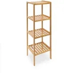 Relaxdays Badregal, Hellbraun, Holz, 33x110x34 cm, Badezimmer, Badezimmerregale,