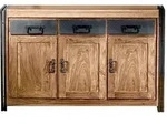 Mid.you Sideboard, Natur, Schwarz, Holz, Metall, Akazie, massiv, 2 F&auml;cher, 3
