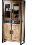 Mid.you Vitrine, Natur, Schwarz, Holz, Metall, Akazie, massiv, 2 F&auml;cher, 2