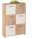 Mid.you Highboard, Wei&szlig;, Sonoma Eiche, Holzwerkstoff, 6 F&auml;cher, 77x115x30 cm,