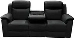 Vente-Unique Relaxsofa, Schwarz, Leder, Uni, 3-Sitzer, 205x100x96 cm, Wohnzimmer,