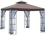 Outsunny Pavillon,, Braun, Metall, 297x270x297 cm, Sonnen- & Sichtschutz, Pavillons &