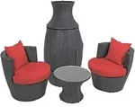 Gardenson Loungegarnitur, Rot, Schwarz, Metall, Kunststoff, 3-teilig, F&uuml;llung: