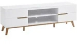 Lowboard Cervo, Wei&szlig;, Eiche, Holz, Holzwerkstoff, Eiche, massiv, 1 F&auml;cher, 4