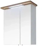 Xora Spiegelschrank Noventa, Wei&szlig;, Eiche, Metall, 2 F&auml;cher, 60x72x20 cm, Made in