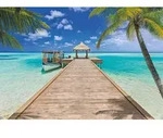 Komar Fototapete Beach Resort, Blau, Mehrfarbig, Papier, 368x254 cm, Fsc, Made in