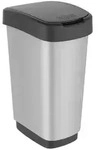 Rotho Abfalleimer Twist, Schwarz, Silber, Kunststoff, 50 L, 29.8x60.2x40.1 cm, Reach,