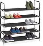 Relaxdays Schuhregal, Schwarz, Textil, Metall, Kunststoff, 87x90.5x29.5 cm,