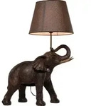 Kare-Design Tischleuchte Animal Elephant Safari, Braun, Textil, konisch,konisch,