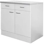 FlexWell K&uuml;chenunterschrank, Wei&szlig;, Holzwerkstoff, 1 F&auml;cher, 2 Schublade(n)
